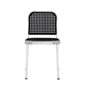 SilverSilver stoel, zonder armen, structuur satin, zit en rug zwart