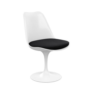 Tulip Chairtulip chair - stoel - draaibaar - zitschaal en basis wit - bekleding in stof tonus 128 zwart