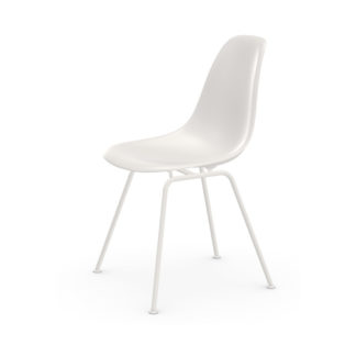 Eames Plastic Side Chair DSXDSX stoel - zitschaal wit - onderstel gepoedercoat wit