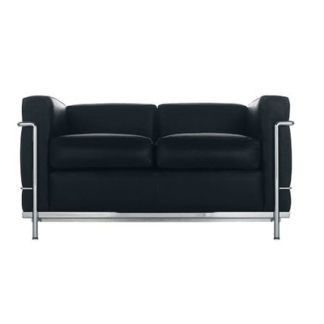 LC2LC2 - 2-seater - polyester padded cushions - chrome frame - black lcx leather