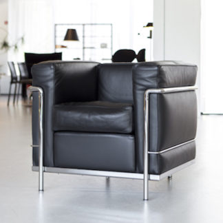 LC2LC2 - armchair - polyester padded cushions - chrome frame - black lcx leather