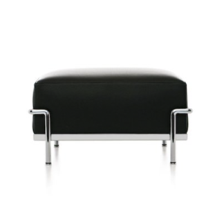 LC2LC2 - rectangular ottoman - polyester padded cushion - chrome frame - black lcx leather