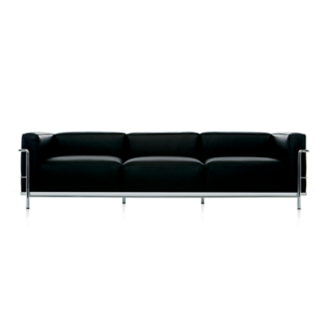 LC3LC3 - 3-seater sofa - polyester padded cushions - chrome frame - black lcx leather