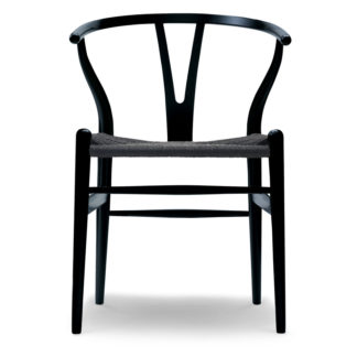 CH24 Wishbone ChairCH24 Wishbone stoel zwart frame beuken zwart gelakt (NCS S9000-N), zitting papierkoord kleur zwart