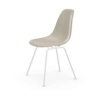 Eames Plastic Side Chair DSXDSX stoel - zitschaal kiezelsteen - onderstel gepoedercoat wit