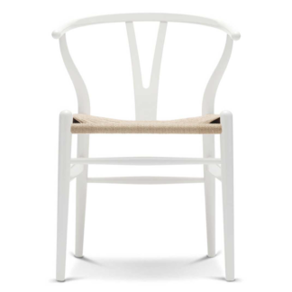 CH24 Wishbone ChairWishbone stoel, beukenhout wit gelakt (S0502-Y), papierkoord naturel