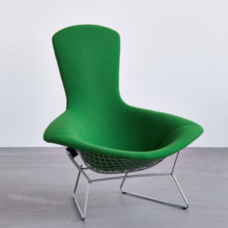 Bertoia High BackBertoia fauteuil, onderstel gepolijst chroom, bekleding 123 tonus (cat. C) kleur groen