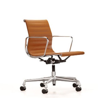 Aluminium Chair EA 118Aluminium Chair EA 118, chroom, cognac