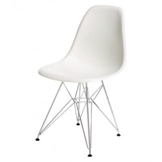 Eames Plastic Side Chair DSRDSR - Eames Plastic Side Chair, frame in chroom, witte schaalLEVERTIJD: 2 weken