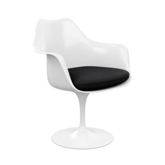 Tulip Chairtulip chair - armstoel - draaibaar - zitschaal en basis wit - bekleding in stof tonus 128 zwartLEVERTIJD: 10 weken