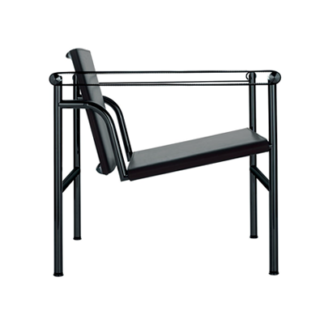 LC1LC1 - armchair - black enamel frame - seat and back in black leahter with matching arm strapsLEVERTIJD: 10 weken