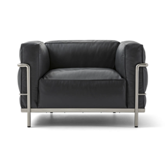 LC3LC3 - armchair - polyester padded cushions - chrome frame - black lcx leatherLEVERTIJD: 10 weken