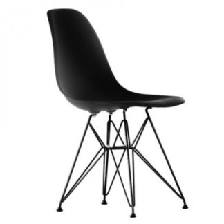 Eames Plastic Side Chair (DSR)Eames Plastic Side Chair Dark kleur zitschaal basic dark 01, onderstel basic dark gepoedercoat 04 (geschikt voor outdoor), viltglijders 05LEVERTIJD: 2 weken